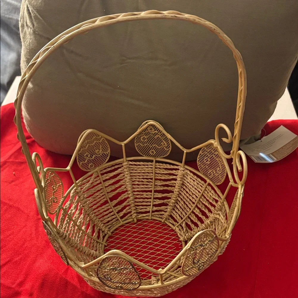 Elegant Tan Wicker and metal Basket